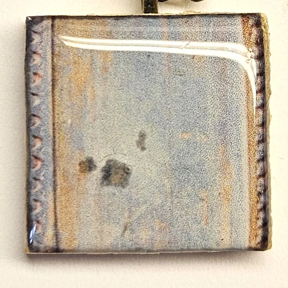 Blue and Tan Tile Pendant - Picture 2 of 3